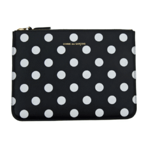 CDG Wallet Wallet Polka Dot Printed Zip Pouch Black SA5100PD